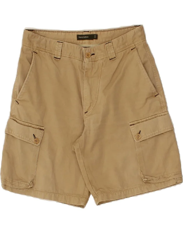 HENRY COTTONS Mens Cargo Shorts IT 48 Medium W30 Beige Cotton