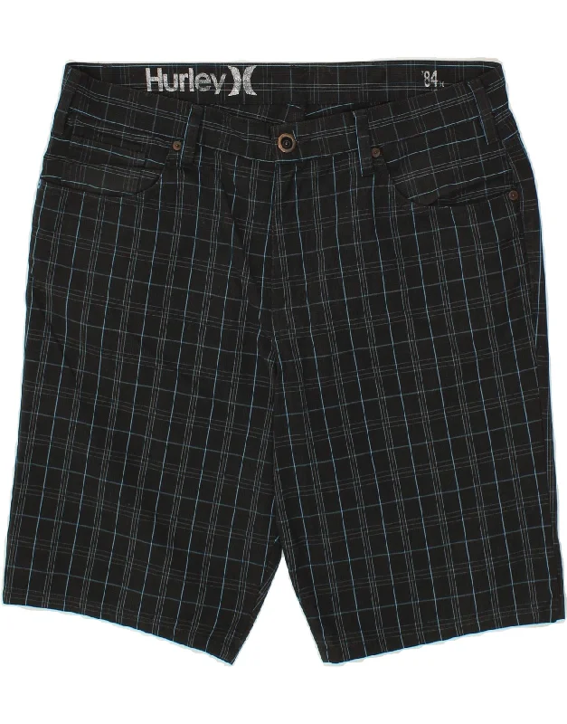 HURLEY Mens Casual Shorts W34 Large  Black Check Cotton