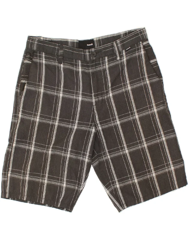 HURLEY Mens Chino Shorts W32 Medium Grey Check Polyester