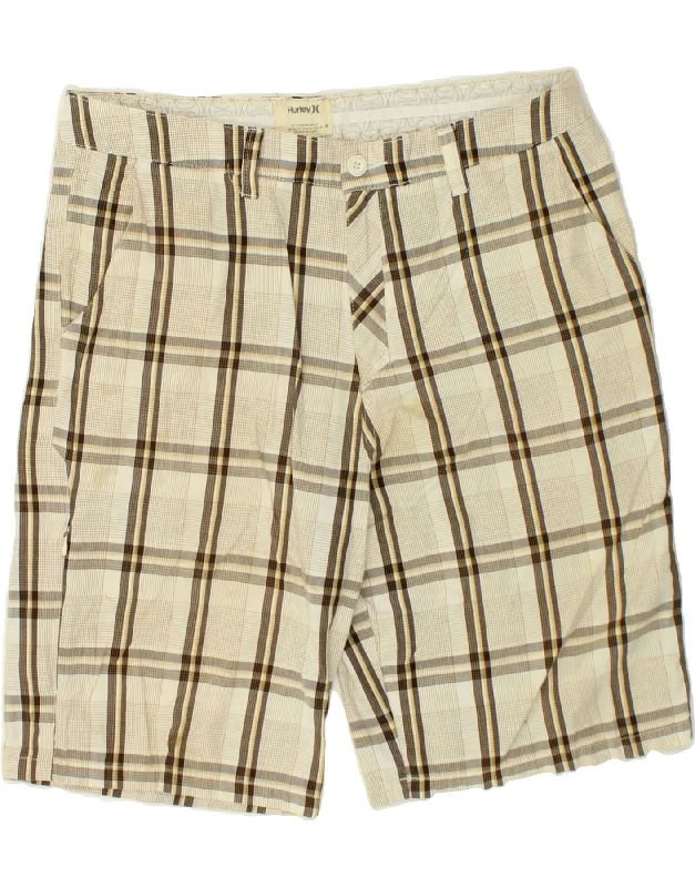 HURLEY Mens Chino Shorts W36 Large  Beige Check Cotton