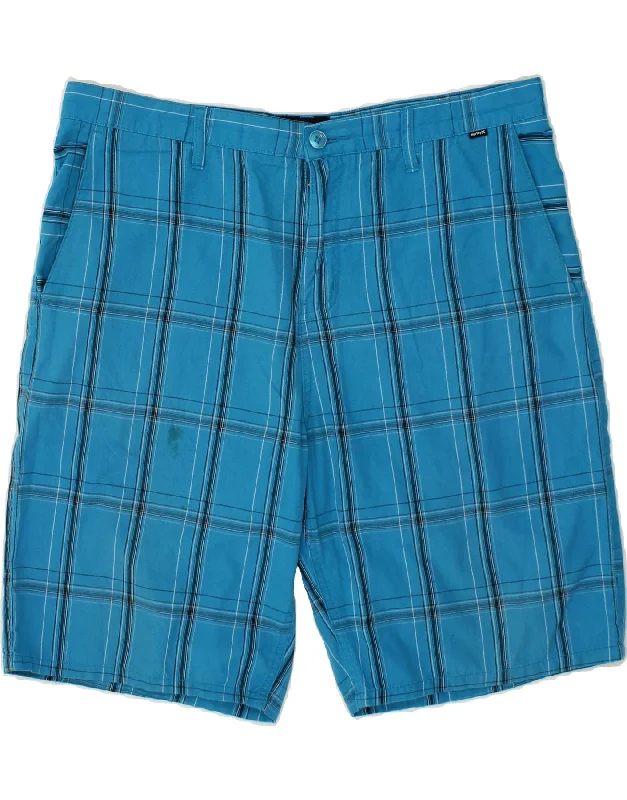 HURLEY Mens Chino Shorts W38 XL Blue Check Cotton