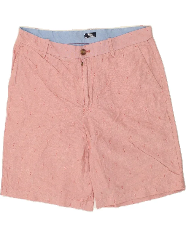 IZOD Mens Abstract Pattern Chino Shorts W34 Large  Pink Cotton