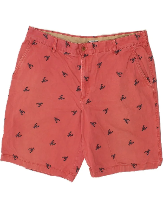 IZOD Mens Abstract Pattern Chino Shorts W42 2XL Red Cotton