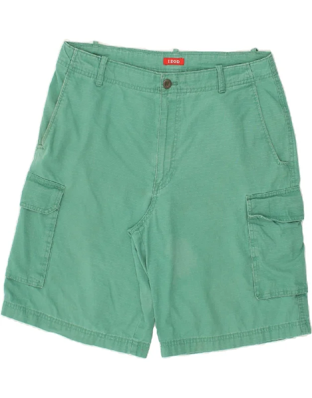 IZOD Mens Cargo Shorts W32 Medium  Green Cotton