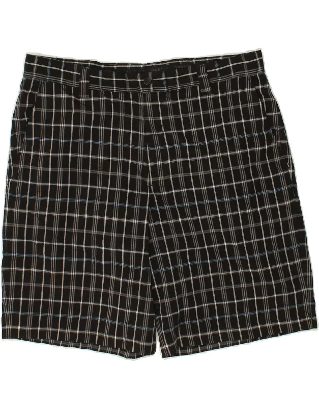 IZOD Mens Chino Shorts W38 XL Black Check Polyester