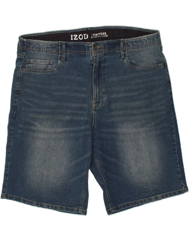 IZOD Mens Classic Fit Denim Shorts W42 2XL Blue Cotton