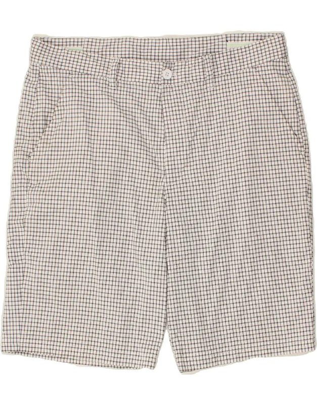 IZOD Mens Golf Chino Shorts W38 XL  White Check Polyester