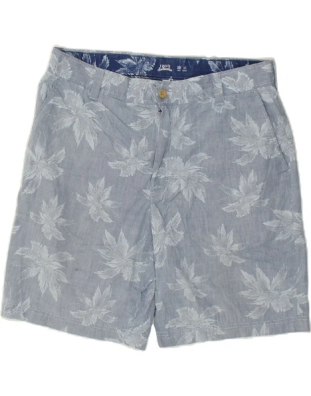 IZOD Mens Salt Water Chino Shorts W38 XL Blue Floral Cotton Hawaiian