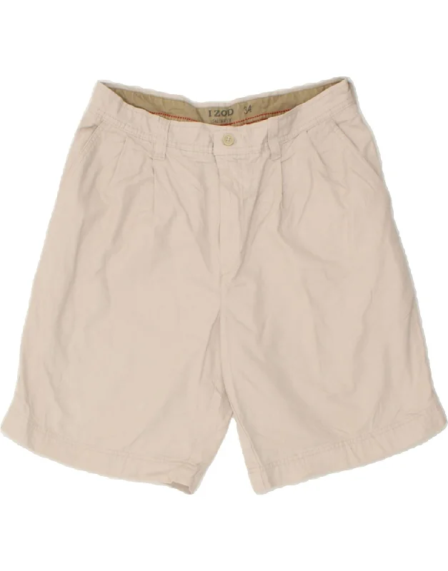 IZOD Mens Salt Water Pegged Chino Shorts W34 Large Beige Cotton