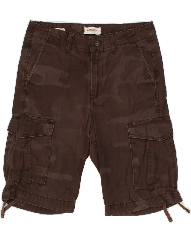 JACK & JONES Mens Comfort Fit Cargo Shorts Small W31  Brown Camouflage