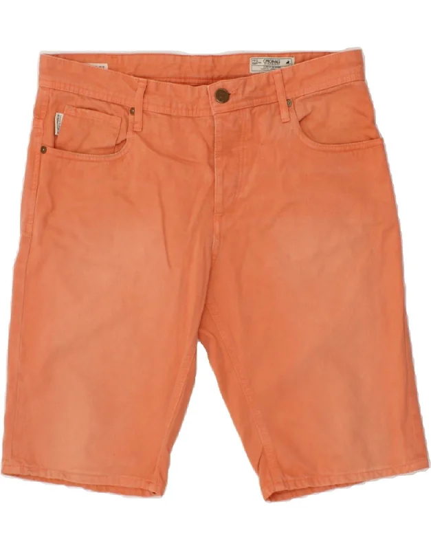 JACK & JONES Mens Denim Shorts Large W36 Orange Cotton