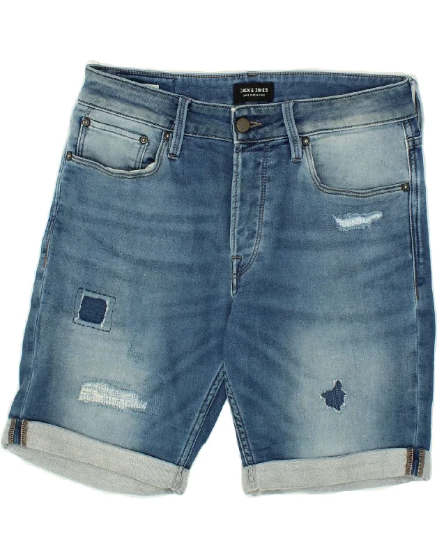 JACK & JONES Mens Distressed Regular Fit Denim Shorts Medium W32  Blue