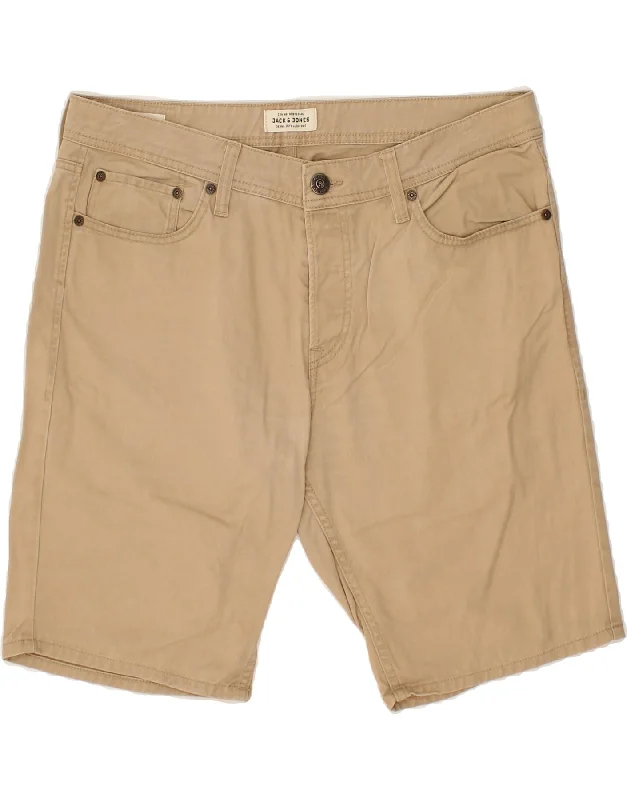 JACK & JONES Mens Regular Fit Casual Shorts Large W37  Beige Cotton