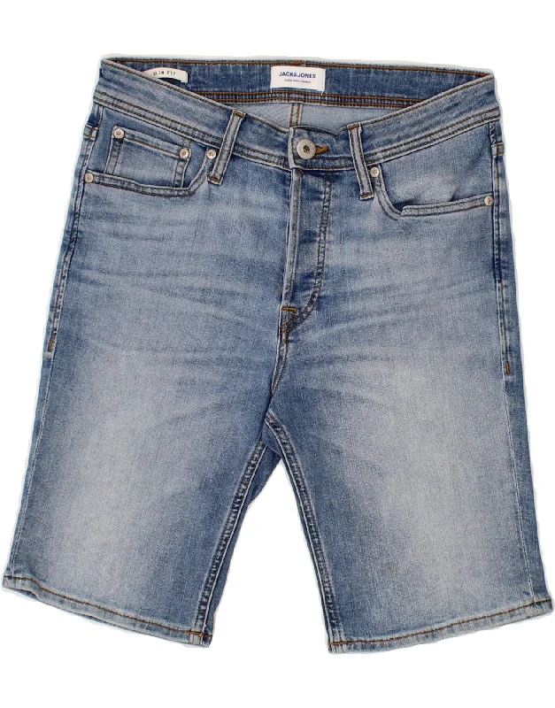 JACK & JONES Mens Slim Fit Denim Shorts Small W28  Blue Cotton