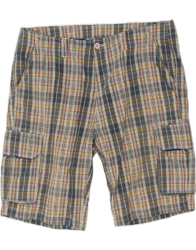 KAPPA Mens Cargo Shorts IT 52 XL W38 Grey Check Cotton