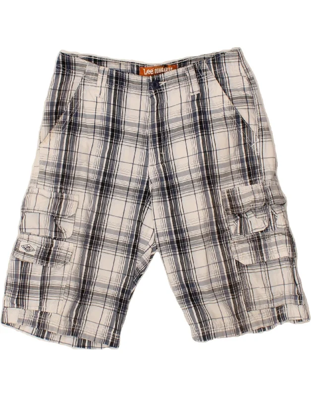 LEE Mens Cargo Shorts W30 Medium  Grey Check Cotton