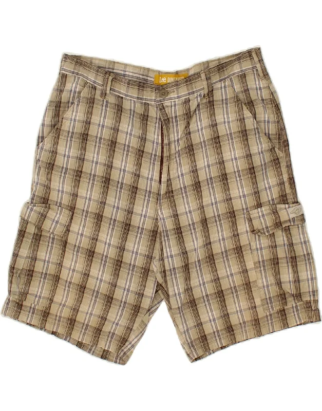 LEE Mens Cargo Shorts W34 Large  Beige Check Cotton