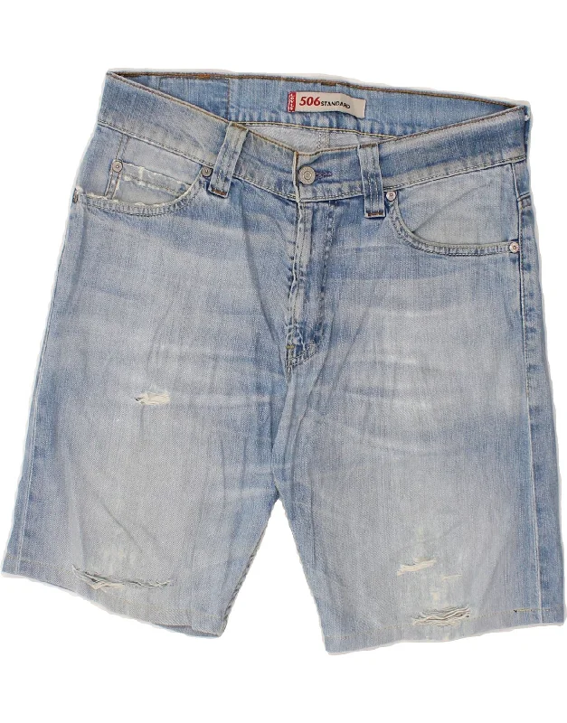 LEVI'S Mens 506 Distressed Denim Shorts W32 Medium  Blue Cotton