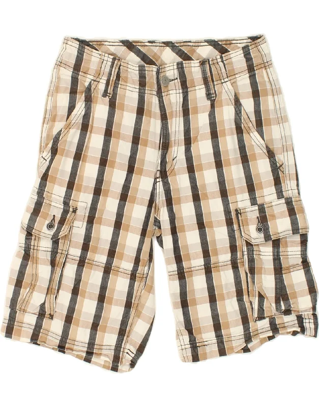 LEVI'S Mens Cargo Shorts W29  Small Beige Check Cotton