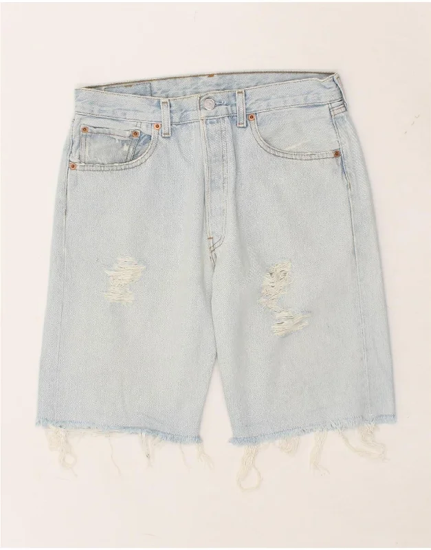 LEVI'S Mens Distressed Denim Shorts W30 Medium Blue