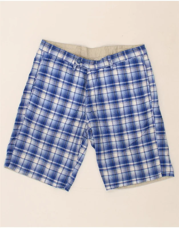 MASSIMO DUTTI Mens Reversible Chino Shorts W31 Medium Blue Check