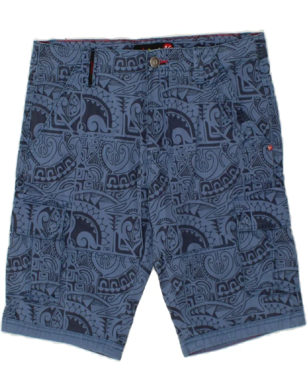 MISTRAL Mens Abstract Pattern Cargo Shorts IT 46 Small W32  Blue Cotton