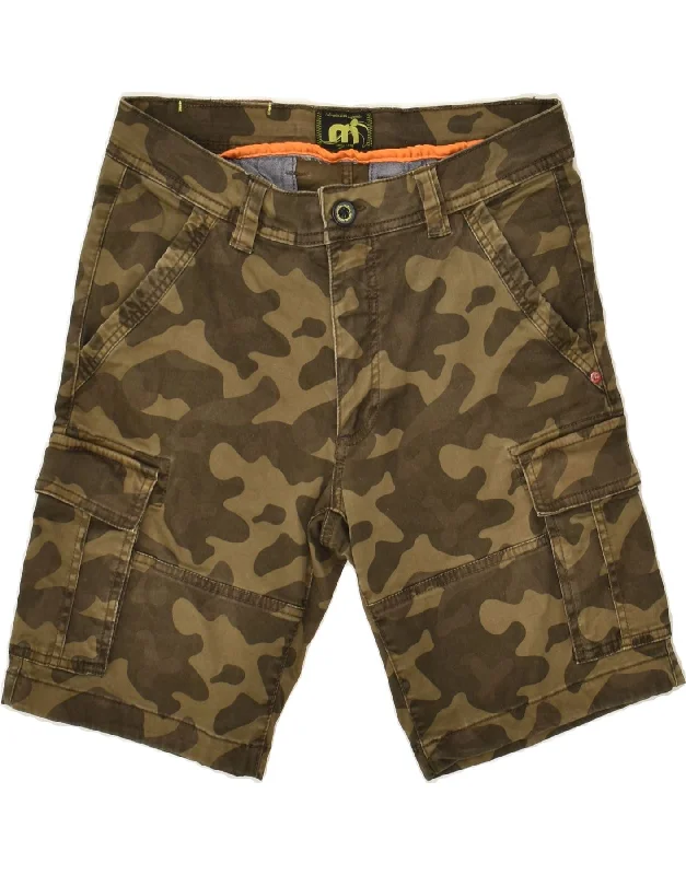 MISTRAL Mens Cargo Shorts IT 46 Small W28 Brown Camouflage Cotton