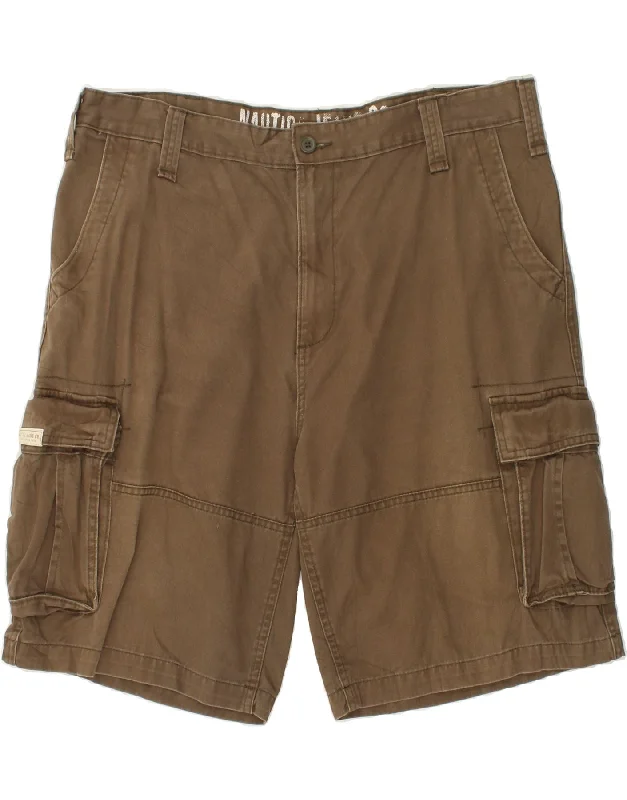 NAUTICA Mens Cargo Shorts W40 XL Brown Cotton