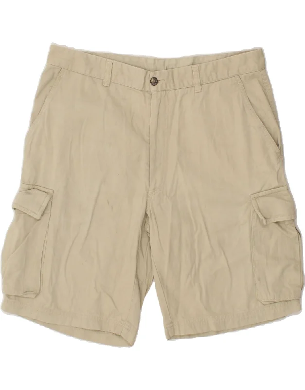 NAVY COAT Mens Cargo Shorts IT 52 2XL W34 Beige Cotton