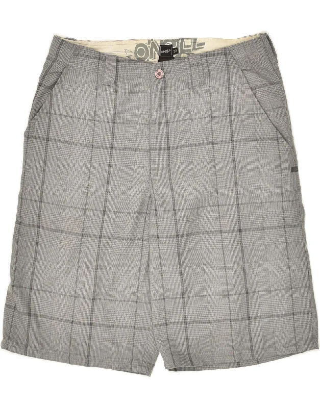 O'NEILL Mens Bermuda Shorts W32 Medium  Grey Check Viscose