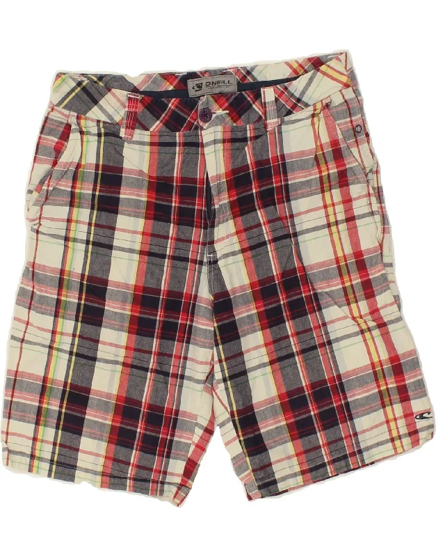 O'NEILL Mens Chino Shorts W31 Medium Red Check Cotton