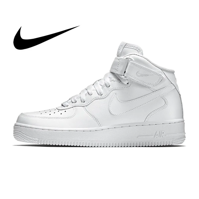 Origina Nike Air Force 1 AF1 Men's Skateboarding Shoes Sports Wear Resistant Fashion High-top Outdoor Sneakers White 315123-111