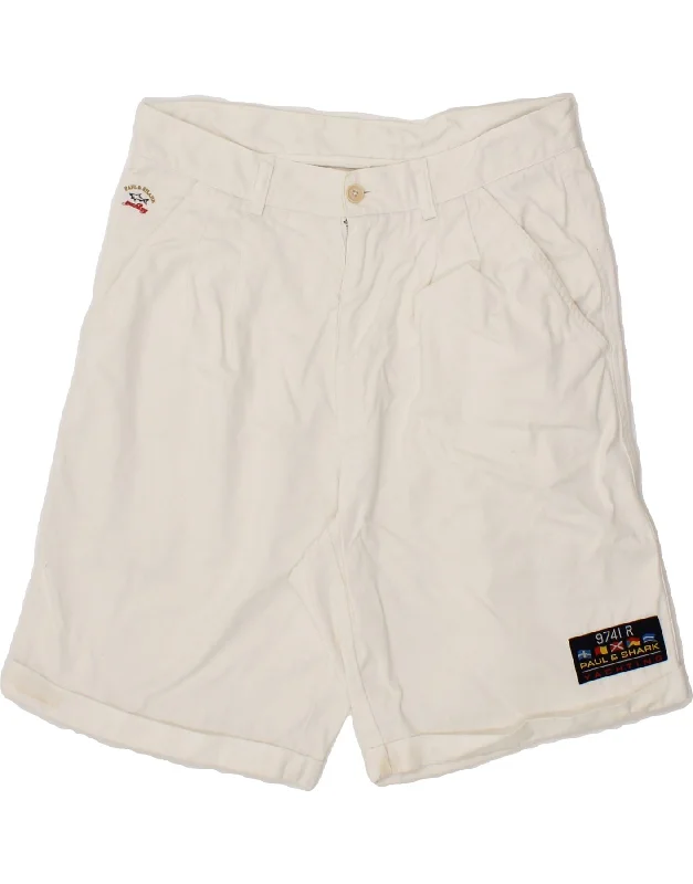 PAUL & SHARK Mens Chino Shorts IT 48 Medium W30  White Cotton