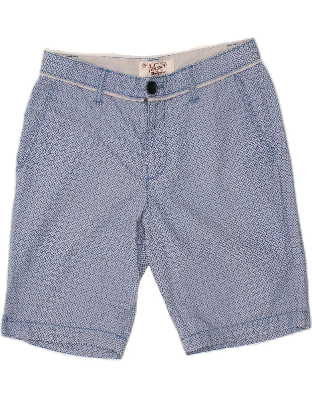 PENGUIN Mens Chino Shorts W30 Medium Blue Geometric