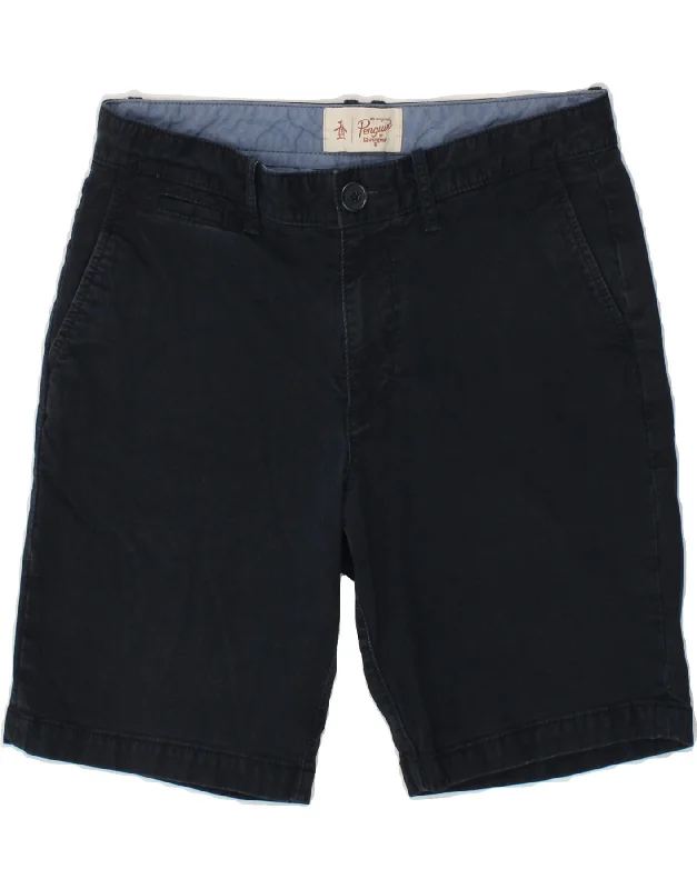 PENGUIN Mens Chino Shorts W30 Medium Navy Blue Cotton