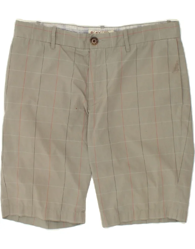 PENGUIN Mens Chino Shorts W32 Medium Grey Check Cotton