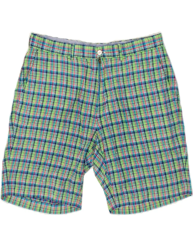 POLO RALPH LAUREN Mens Chino Shorts W35 Large Green Check Cotton