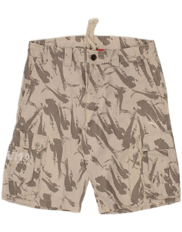 PUMA Mens Abstract Pattern Graphic Cargo Shorts Large W36  Grey