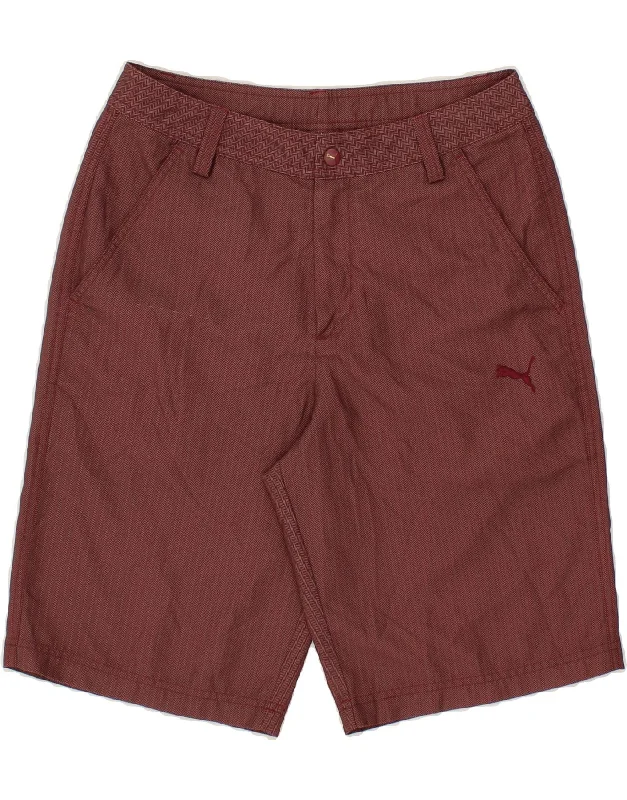 PUMA Mens Chino Shorts W30 Medium Maroon Chevron Polyester