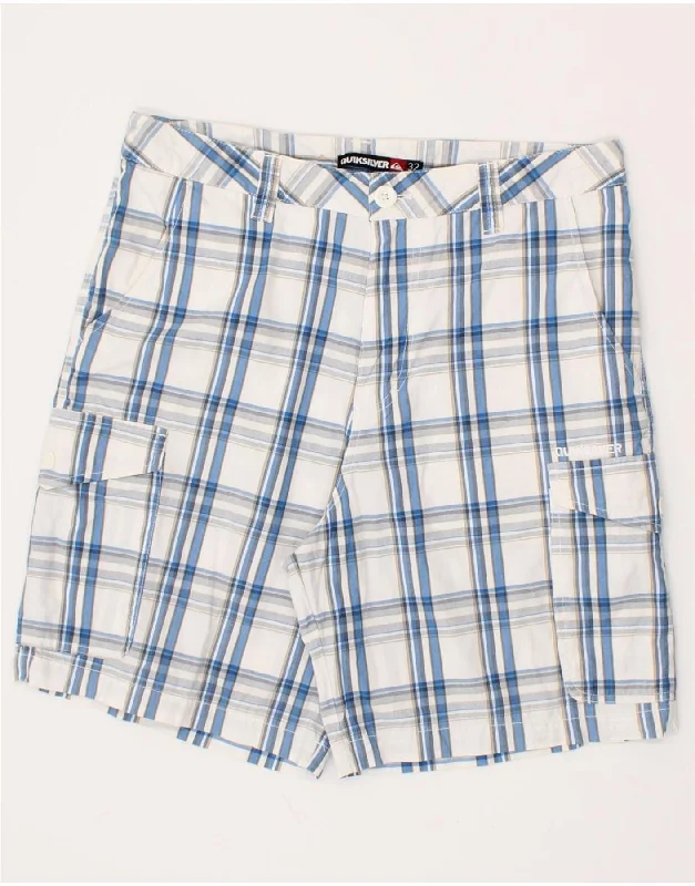 QUIKSILVER Mens Cargo Shorts W32 Medium Blue Check