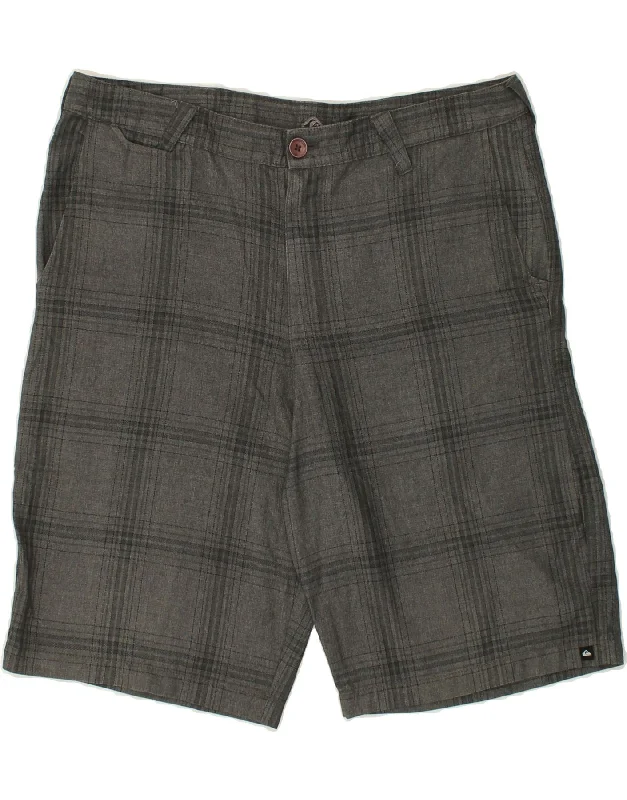 QUIKSILVER Mens Chino Shorts W36 Large Grey Check Polyamide