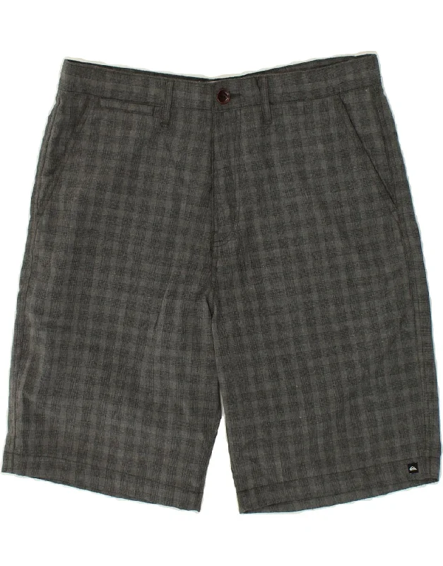 QUIKSILVER Mens Regular Chino Shorts W32 Medium Grey Check Polyester