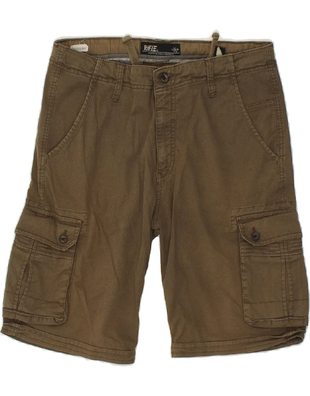 RIFLE Mens Regular Cargo Shorts W31 Medium  Brown Cotton