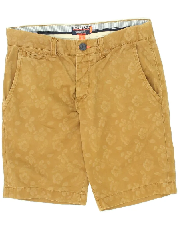 SUPERDRY Mens Chino Shorts Small W29  Brown Floral Cotton