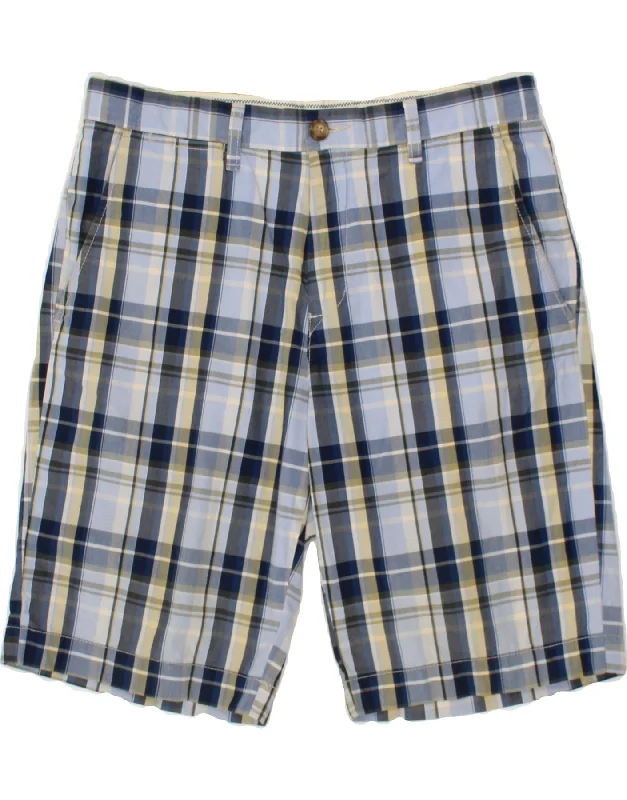 TOMMY HILFIGER Mens Chino Shorts W33 Medium  Blue Check Cotton