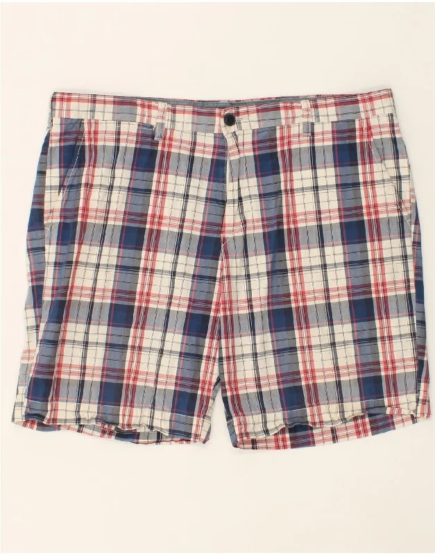 TOMMY HILFIGER Mens Custom Fit Chino Shorts W40 XL Blue Check Cotton