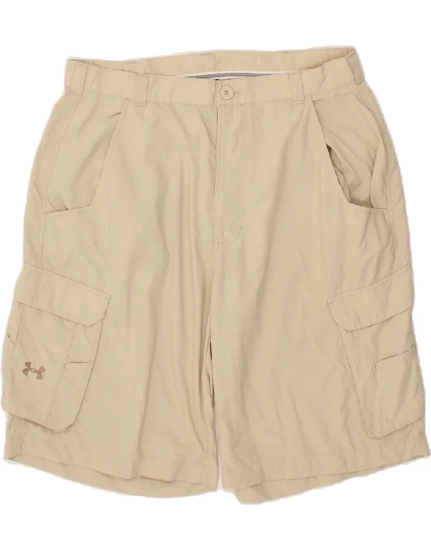 UNDER ARMOUR Mens Cargo Shorts W36 Large  Beige Nylon