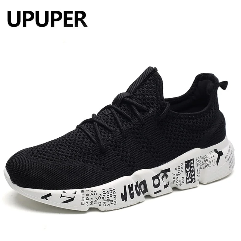 UPUPER Outdoor Sneakers Men Running Shoes Breathable Mesh Lace-Up Shoes Men Lightweight Training Zapatos Hombre