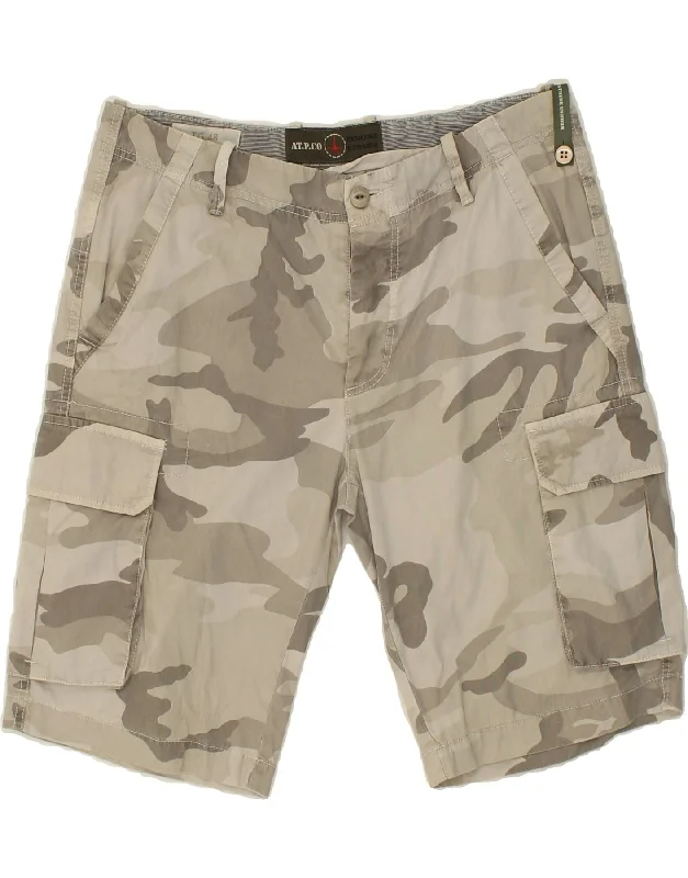 VINTAGE Mens Cargo Shorts IT 48 Medium W32  Grey Camouflage Cotton