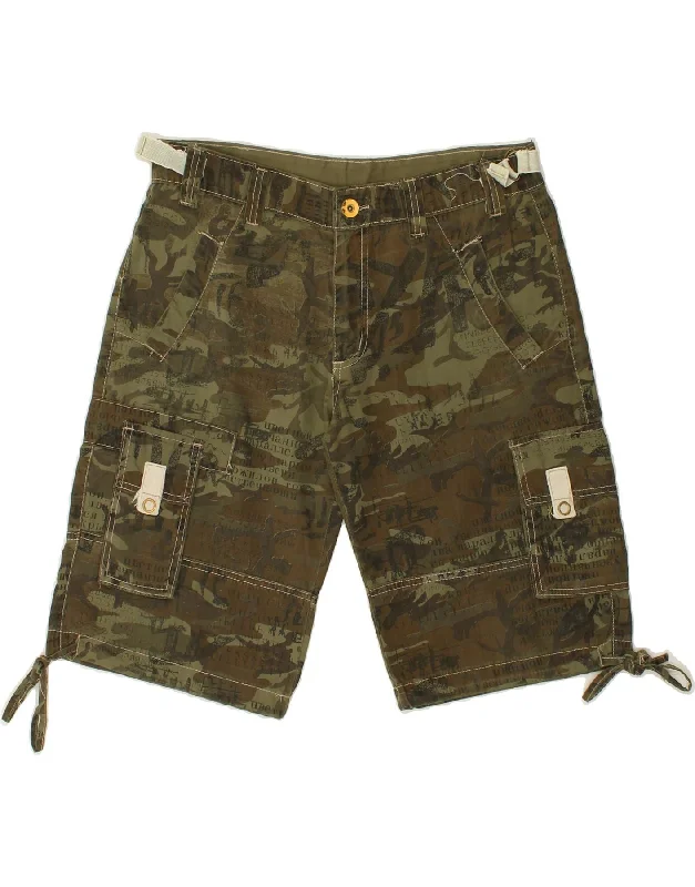 VINTAGE Mens Cargo Shorts IT 50 Large W32 Green Camouflage Cotton